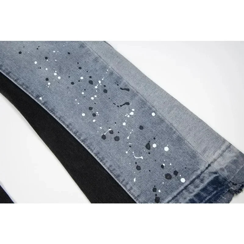 print pattern straight jeans Herren