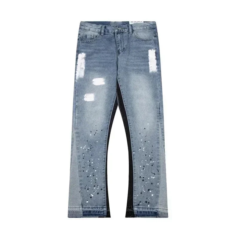print pattern straight jeans Herren