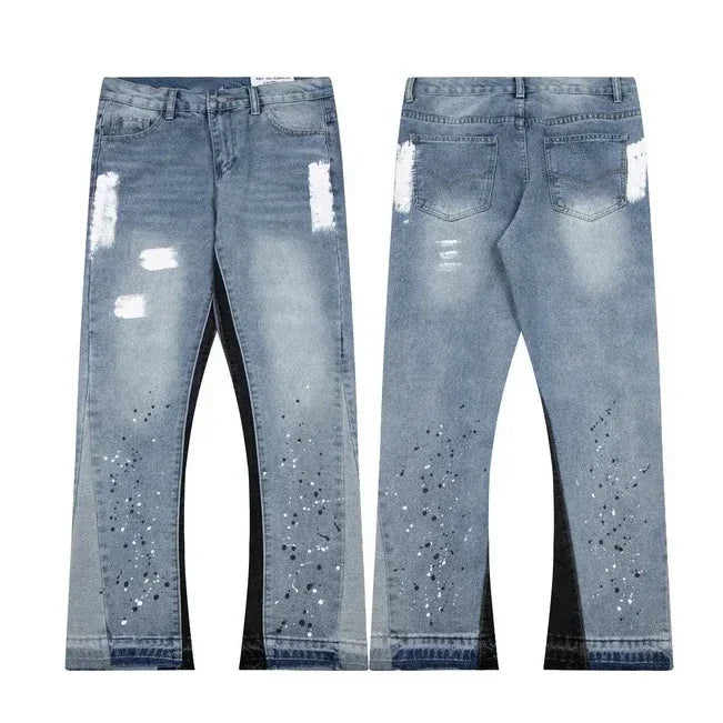 print pattern straight jeans Herren