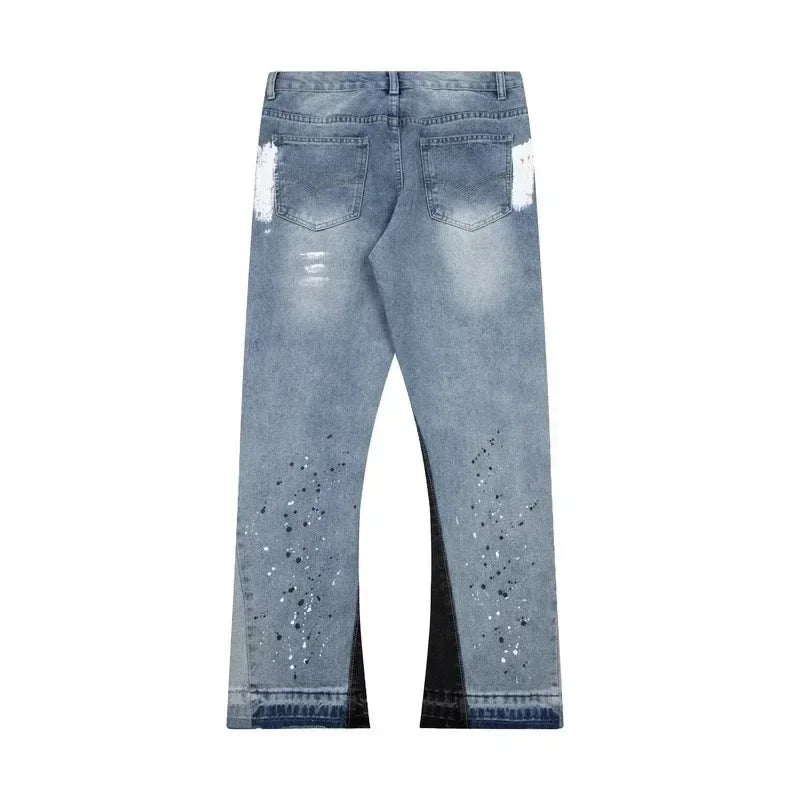 print pattern straight jeans Herren