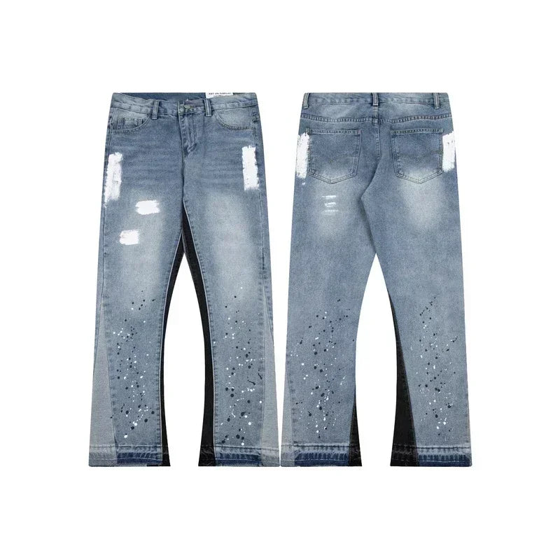 print pattern straight jeans Herren